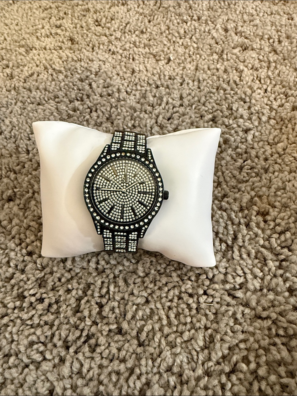 Sassy Jones Crystal Accent Black and Silver Fashion Watch Display Needs Battery